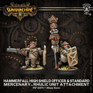 MERCENARIES-PIP41078 Hammerfall High Shield Officer & Standard - Mercenary Rhulic Unit Attachment