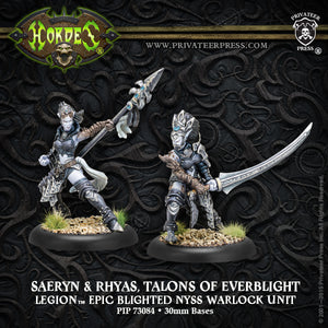 LEGION OF EVERBLIGHT-PIP73084 Saeryn & Rhyas, Talons of Everblight—Legion Epic Warlock Unit (2) (metal)